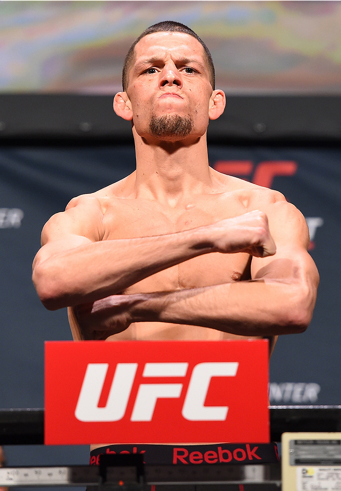 ORLANDO, FL - DECEMBER 18: Nate Diaz weighs in during the UFC weigh-in at the Orange County Convention Center on December 18, 2015 in Orlando, Florida. (Photo by Josh Hedges/Zuffa LLC/Zuffa LLC via Getty Images)