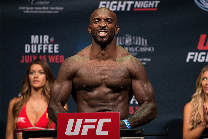 SAN DIEGO, CA - JULY 14: Kevin Casey steps on the scale during the UFC weigh-in at the Valley View Casino Center on July 14, 2015 in San Diego, California. (Photo by Jeff Bottari/Zuffa LLC/Zuffa LLC via Getty Images)