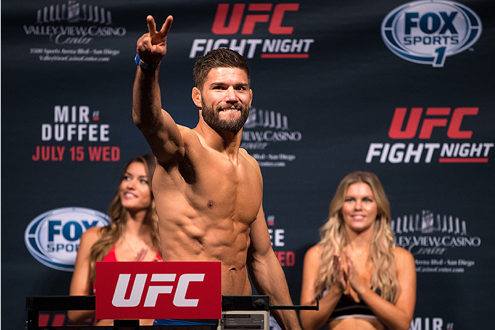 SAN DIEGO, CA - JULY 14: Josh Thomson steps on the scale during the UFC weigh-in at the Valley View Casino Center on July 14, 2015 in San Diego, California. (Photo by Jeff Bottari/Zuffa LLC/Zuffa LLC via Getty Images)
