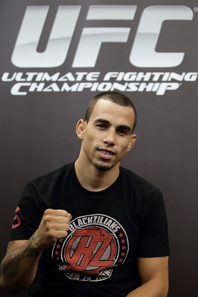 SINGAPORE - JANUARY 02: Sean Soriano poses for a photo during the UFC Fight Night Singapore Ultimate Media Day at the Skating Rink at The Shoppes at Marina Bay Sand on January 2, 2014 in Singapore. (Photo by Suhaimi Abdullah/Zuffa LLC)