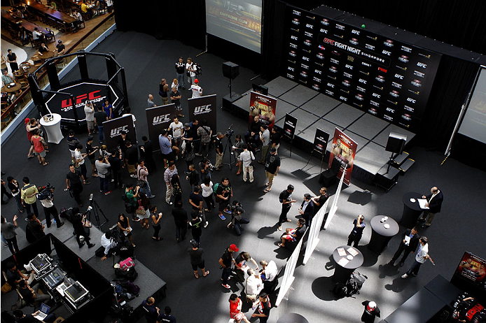 SINGAPORE - JANUARY 02: A general view of the UFC Fight Night Singapore Ultimate Media Day at the Shoppes at Marina Bay Sands on January 2, 2014 in Singapore. (Photo by Mitch Viquez/Zuffa LLC/Zuffa LLC via Getty Images)