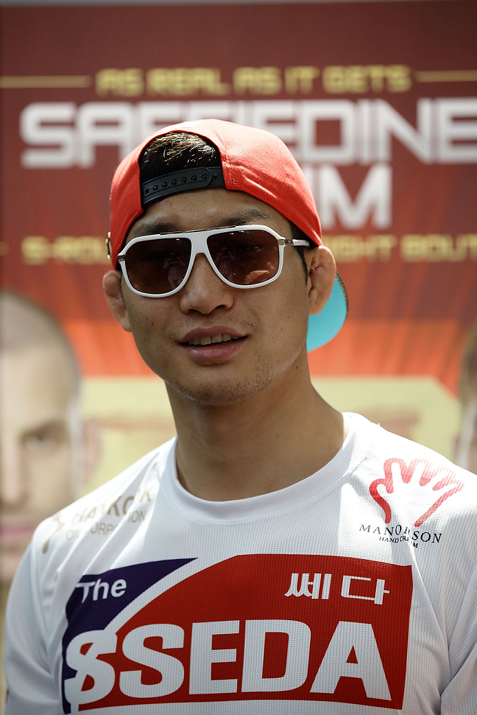 SINGAPORE - JANUARY 02: Lim Hyun Gyu attends the UFC Fight Night Singapore Ultimate Media Day at the Skating Rink at The Shoppes at Marina Bay Sand on January 2, 2014 in Singapore. (Photo by Suhaimi Abdullah/Zuffa LLC)