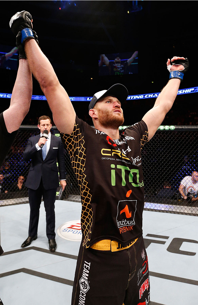 STOCKHOLM, SWEDEN - OCTOBER 04: Jan Blachowicz of Poland celebrates after his TKO victory over Ilir Latifi of Sweden in their light heavyweight bout at the Ericsson Globe Arena on October 4, 2014 in Stockholm, Sweden. (Photo by Josh Hedges/Zuffa LLC/Zuf