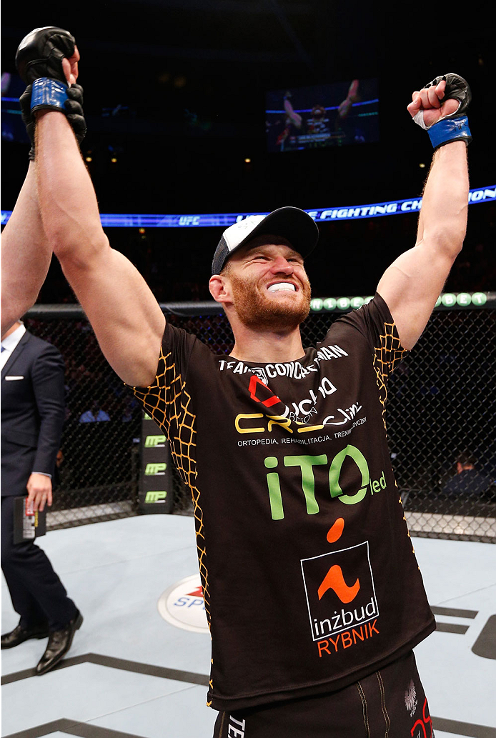 STOCKHOLM, SWEDEN - OCTOBER 04: Jan Blachowicz of Poland celebrates after his TKO victory over Ilir Latifi of Sweden in their light heavyweight bout at the Ericsson Globe Arena on October 4, 2014 in Stockholm, Sweden. (Photo by Josh Hedges/Zuffa LLC/Zuf