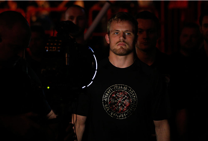 STOCKHOLM, SWEDEN - OCTOBER 04: Gunnar Nelson of Iceland enters the arena before his welterweight bout against Rick Story at the Ericsson Globe Arena on October 4, 2014 in Stockholm, Sweden. (Photo by Josh Hedges/Zuffa LLC/Zuffa LLC)