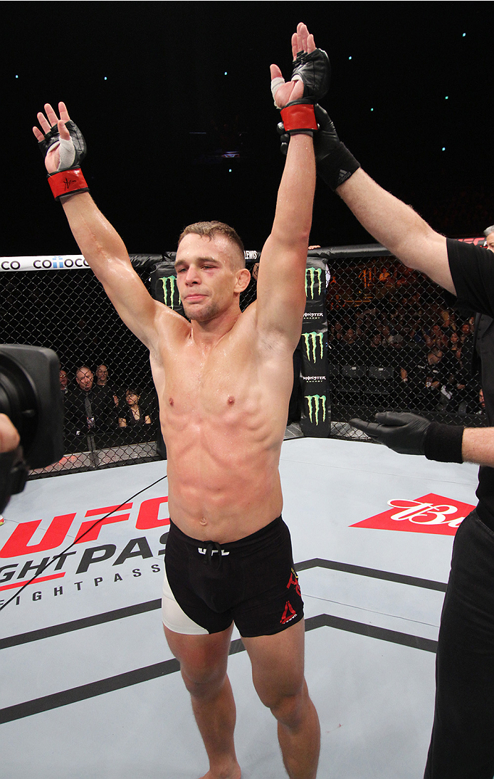SAITAMA, JAPAN - SEPTEMBER 27: Nick Hein of Germany celebrates his win over Yusuke Kasuya of Japan in their lightweight bout during the UFC event at the Saitama Super Arena on September 27, 2015 in Saitama, Japan. (Photo by Mitch Viquez/Zuffa LLC/Zuffa