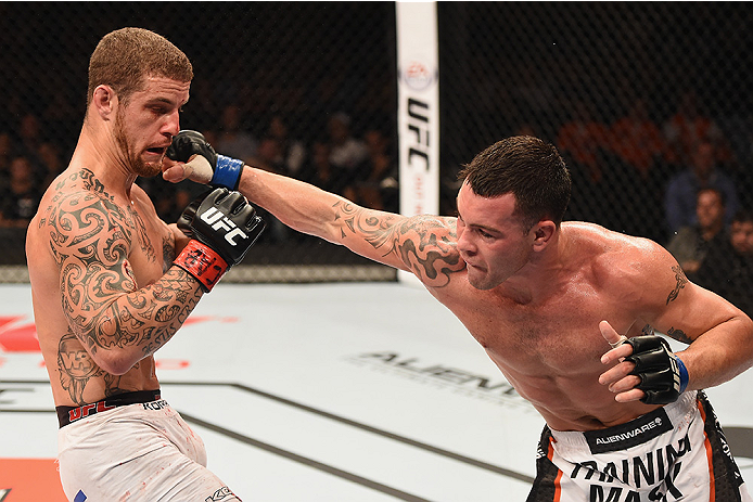 UBERLANDIA, BRAZIL - NOVEMBER 08: Colby Covington of the United States punches Wagner Silva of Brazil in their welterweight bout during the UFC Fight Night at Sabiazinho Gymnasium on November 8, 2014 in Uberlandia, Brazil. (Photo by Buda Mendes/Zuffa LLC/