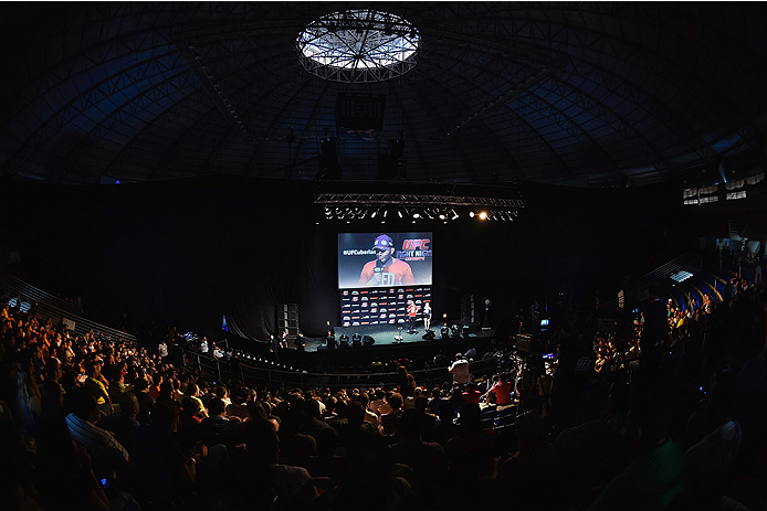 UBERLANDIA, BRAZIL - NOVEMBER 07: General view of Sabiazinho Gymnasium during a Q&A session with Glover Teixeira before the UFC Fight Night weigh-in on November 7, 2014 in Uberlandia, Brazil. (Photo by Buda Mendes/Zuffa LLC/Zuffa LLC via Getty Images)