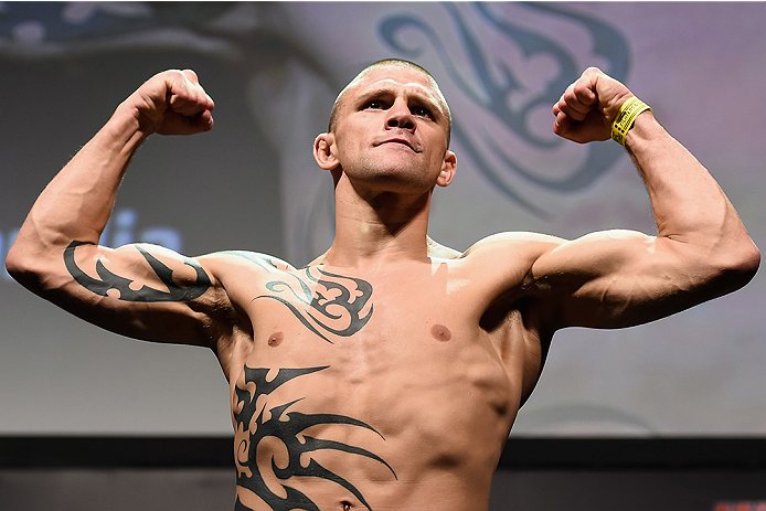 UBERLANDIA, BRAZIL - NOVEMBER 07: UFC fighter Tim Gorman weighs in during the UFC Fight Night weigh-in at Sabiazinho Gymnasium on November 7, 2014 in Uberlandia, Brazil. (Photo by Buda Mendes/Zuffa LLC/Zuffa LLC via Getty Images)