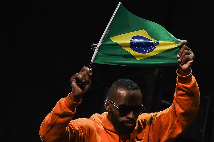 UBERLANDIA, BRAZIL - NOVEMBER 07: UFC fighter Leandro Silva weighs in during the UFC Fight Night weigh-in at Sabiazinho Gymnasium on November 7, 2014 in Uberlandia, Brazil. (Photo by Buda Mendes/Zuffa LLC/Zuffa LLC via Getty Images)
