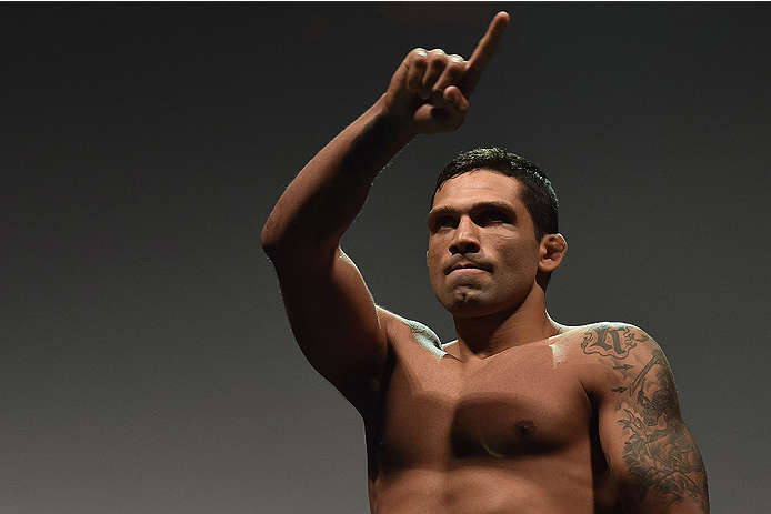 UBERLANDIA, BRAZIL - NOVEMBER 07: UFC fighter Claudio Silva of Brazil weighs in during the UFC Fight Night weigh-in at Sabiazinho Gymnasium on November 7, 2014 in Uberlandia, Brazil. (Photo by Buda Mendes/Zuffa LLC/Zuffa LLC via Getty Images)