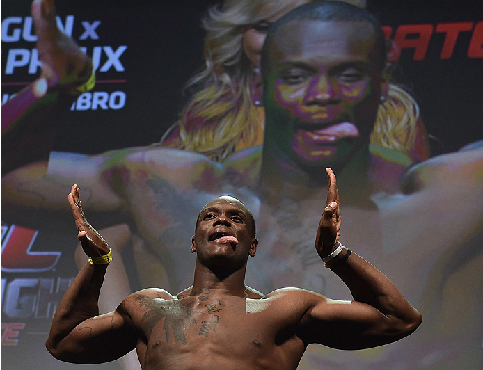 UBERLANDIA, BRAZIL - NOVEMBER 07: UFC light heavyweight fighter Ovince Saint Preux of the United States weighs in during the UFC Fight Night weigh-in at Sabiazinho Gymnasium on November 7, 2014 in Uberlandia, Brazil. (Photo by Buda Mendes/Zuffa LLC/Zuff
