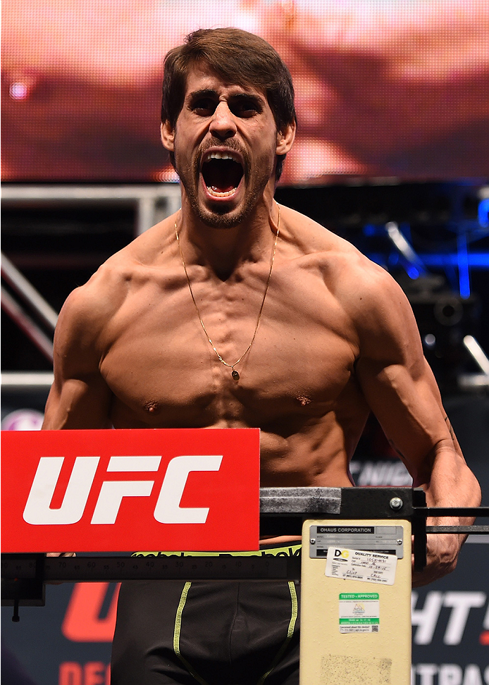 LAS VEGAS, NV - DECEMBER 09: Antonio Carlos Junior of Brazil weighs in during the UFC Fight Night weigh-in inside MGM Grand Garden Arena on December 9, 2015 in Las Vegas, Nevada. (Photo by Josh Hedges/Zuffa LLC/Zuffa LLC via Getty Images)