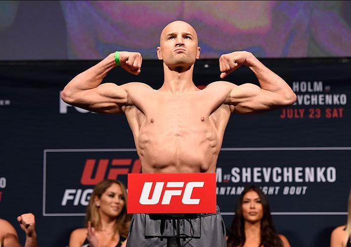 CHICAGO, IL - JULY 22: Alexander Yakovlev of Russia poses on the scale during the UFC weigh-in at the United Center on July 22, 2016 in Chicago, Illinois. (Photo by Josh Hedges/Zuffa LLC/Zuffa LLC via Getty Images)