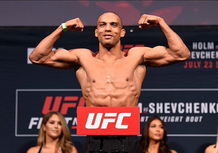 CHICAGO, IL - JULY 22: Edson Barboza of Brazil poses on the scale during the UFC weigh-in at the United Center on July 22, 2016 in Chicago, Illinois. (Photo by Josh Hedges/Zuffa LLC/Zuffa LLC via Getty Images)