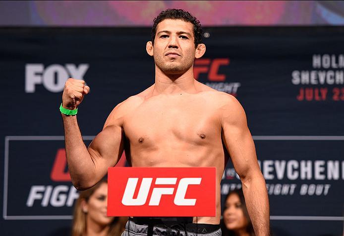 CHICAGO, IL - JULY 22: Gilbert Melendez poses on the scale during the UFC weigh-in at the United Center on July 22, 2016 in Chicago, Illinois. (Photo by Josh Hedges/Zuffa LLC/Zuffa LLC via Getty Images)