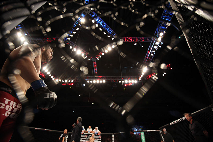 HALIFAX, NS - OCTOBER 4: Roman Salazar stands in his corner before facing Mitch Gagnon of Canada in their bantamweight bout at the Scotiabank Centre on October 4, 2014 in Halifax, Nova Scotia, Canada. (Photo by Nick Laham/Zuffa LLC/Zuffa LLC via Getty Im