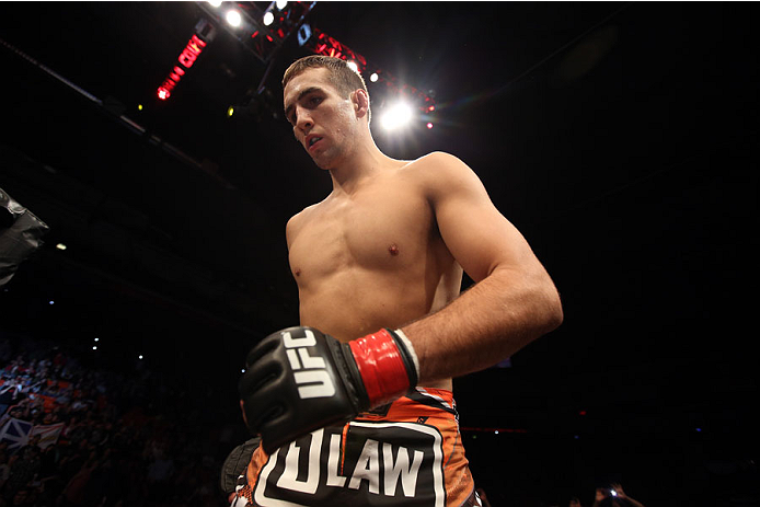 HALIFAX, NS - OCTOBER 4: Rory MacDonald of Canada enters the Octagon before facing Tarec Saffiedine of Belgium in their welterweight bout at the Scotiabank Centre on October 4, 2014 in Halifax, Nova Scotia, Canada. (Photo by Nick Laham/Zuffa LLC/Zuffa LL