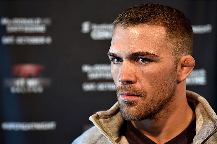 HALIFAX, NS - OCTOBER 2: Bryan Caraway speaks to the media during the UFC Fight Night Ultimate Media Day on October 2, 2014 in Halifax, Nova Scotia, Canada. (Photo by Jeff Bottari/Zuffa LLC/Zuffa LLC via Getty Images)