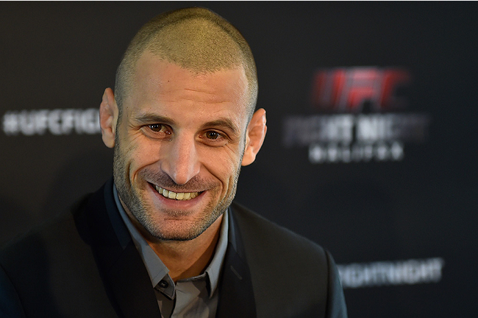 HALIFAX, NS - OCTOBER 2: Tarec Saffiedine of Belgium speaks to the media during the UFC Fight Night Ultimate Media Day on October 2, 2014 in Halifax, Nova Scotia, Canada. (Photo by Jeff Bottari/Zuffa LLC/Zuffa LLC via Getty Images)