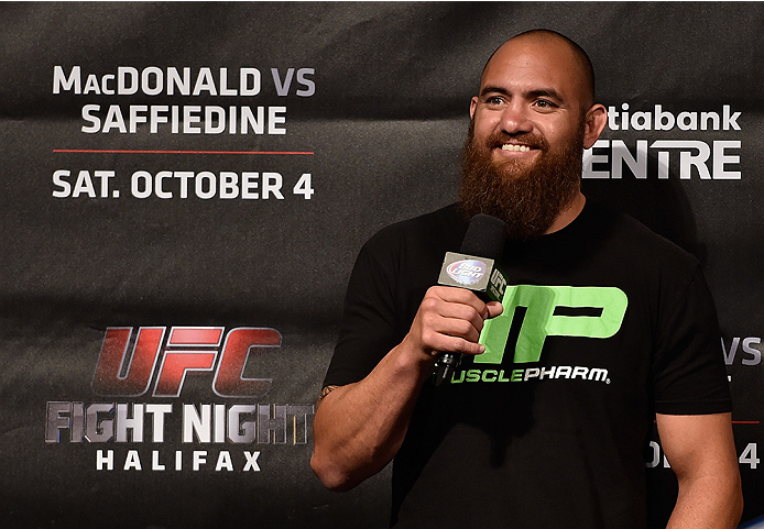 HALIFAX, NS - OCTOBER 3: Travis Browne interacts with fans during a Q&A session before the UFC Fight Night weigh-in at the Scotiabank Centre on October 3, 2014 in Halifax, Nova Scotia, Canada. (Photo by Jeff Bottari/Zuffa LLC/Zuffa LLC via Getty Images)