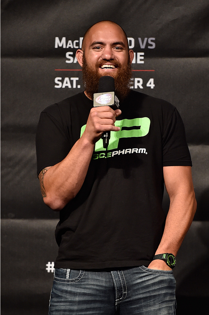 HALIFAX, NS - OCTOBER 3: Travis Browne interacts with fans during a Q&A session before the UFC Fight Night weigh-in at the Scotiabank Centre on October 3, 2014 in Halifax, Nova Scotia, Canada. (Photo by Jeff Bottari/Zuffa LLC/Zuffa LLC via Getty Images)