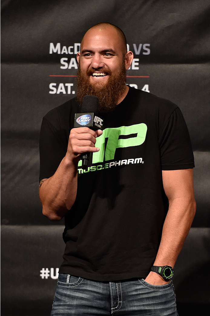 HALIFAX, NS - OCTOBER 3: Travis Browne interacts with fans during a Q&A session before the UFC Fight Night weigh-in at the Scotiabank Centre on October 3, 2014 in Halifax, Nova Scotia, Canada. (Photo by Jeff Bottari/Zuffa LLC/Zuffa LLC via Getty Images)