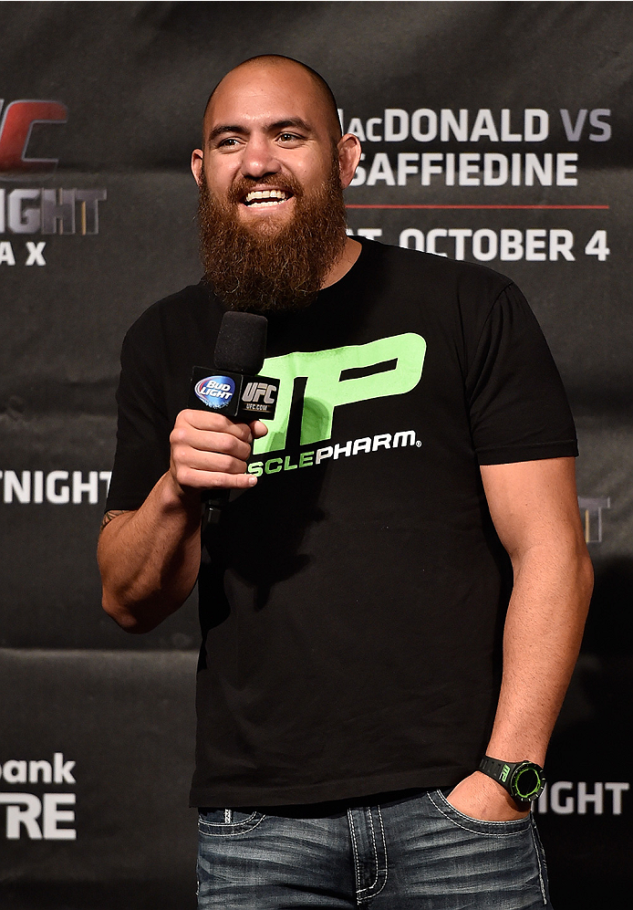 HALIFAX, NS - OCTOBER 3: Travis Browne interacts with fans during a Q&A session before the UFC Fight Night weigh-in at the Scotiabank Centre on October 3, 2014 in Halifax, Nova Scotia, Canada. (Photo by Jeff Bottari/Zuffa LLC/Zuffa LLC via Getty Images)
