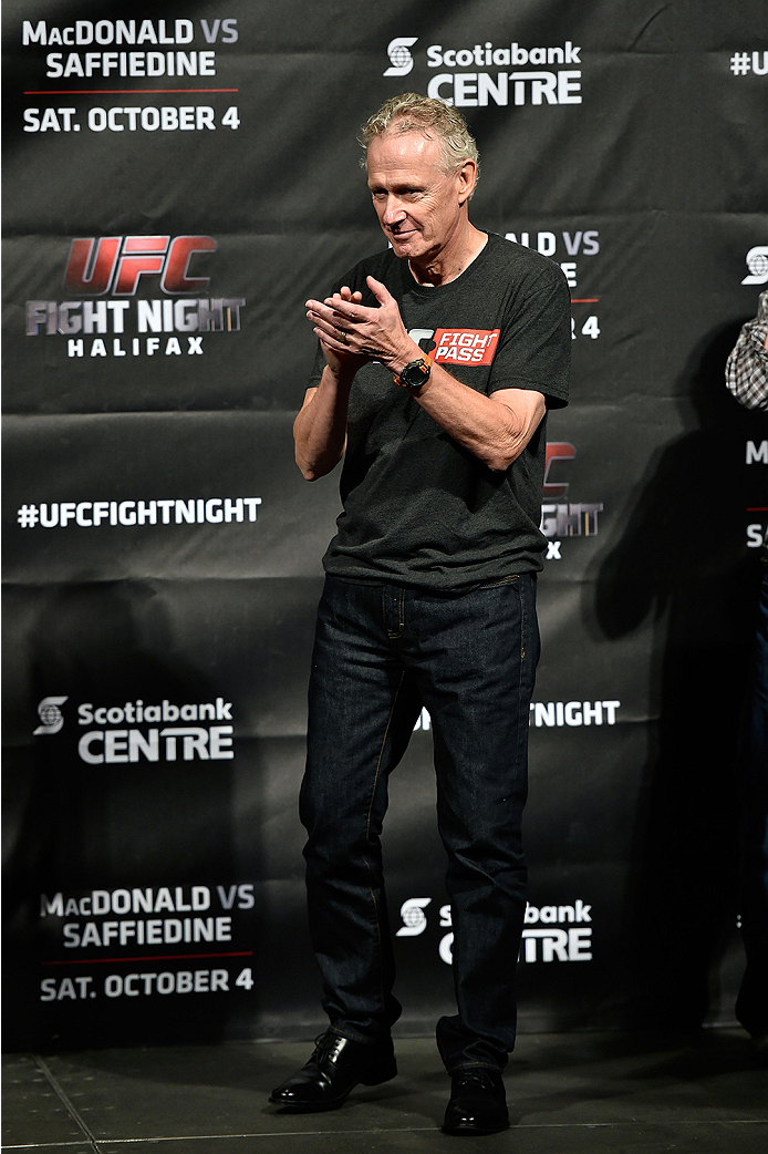 HALIFAX, NS - OCTOBER 3: UFC Managing Director of Canada Tom Wright stands on stage during the UFC Fight Night weigh-in at the Scotiabank Centre on October 3, 2014 in Halifax, Nova Scotia, Canada. (Photo by Jeff Bottari/Zuffa LLC/Zuffa LLC via Getty Imag