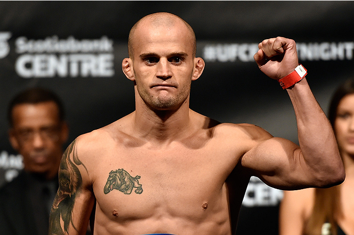 HALIFAX, NS - OCTOBER 3: Mitch Gagnon of Canada steps on the scale during the UFC Fight Night weigh-in at the Scotiabank Centre on October 3, 2014 in Halifax, Nova Scotia, Canada. (Photo by Jeff Bottari/Zuffa LLC/Zuffa LLC via Getty Images)