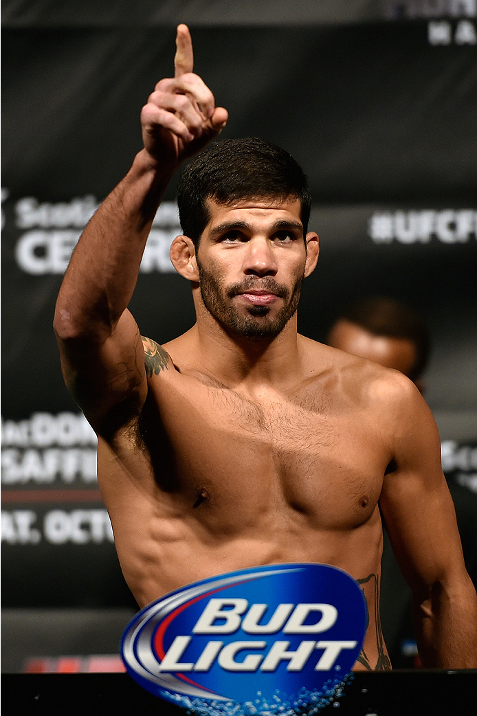 HALIFAX, NS - OCTOBER 3: Raphael Assuncao of Brazil steps on the scale during the UFC Fight Night weigh-in at the Scotiabank Centre on October 3, 2014 in Halifax, Nova Scotia, Canada. (Photo by Jeff Bottari/Zuffa LLC/Zuffa LLC via Getty Images)
