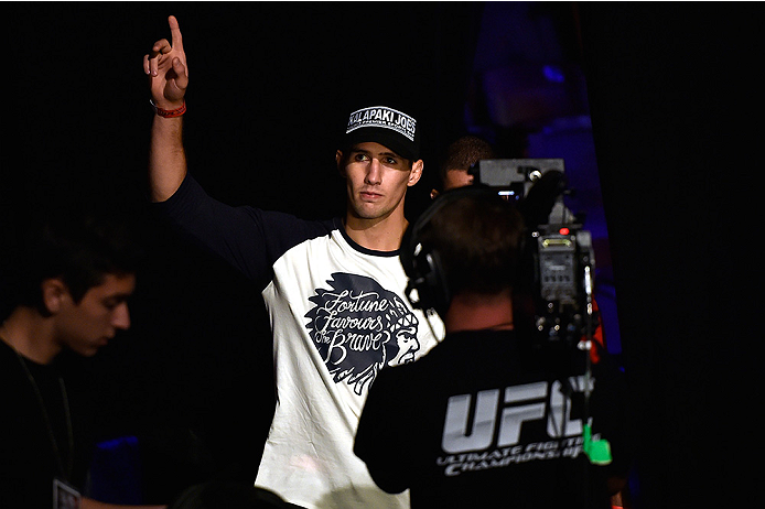 HALIFAX, NS - OCTOBER 3: Rory MacDonald of Canada walks to the stage during the UFC Fight Night weigh-in at the Scotiabank Centre on October 3, 2014 in Halifax, Nova Scotia, Canada. (Photo by Jeff Bottari/Zuffa LLC/Zuffa LLC via Getty Images)