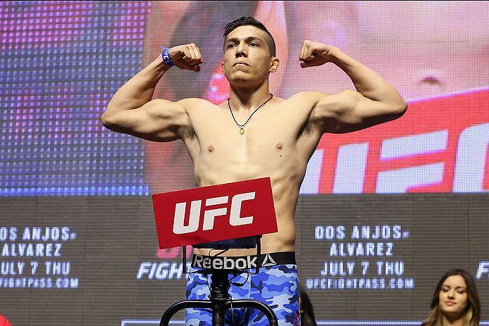 LAS VEGAS, NV - JULY 06: Alvaro Herrera steps on the scale during the UFC Fight Night Weigh-in event at the T-Mobile Arena on July 6, 2016 in Las Vegas, Nevada. (Photo by Ed Mulholland/Zuffa LLC/Zuffa LLC via Getty Images)