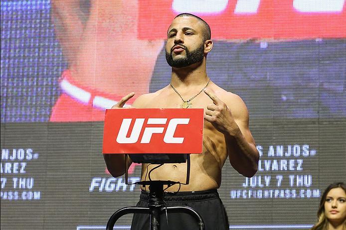 LAS VEGAS, NV - JULY 06: John Makdessi steps on the scale during the UFC Fight Night Weigh-in event at the T-Mobile Arena on July 6, 2016 in Las Vegas, Nevada. (Photo by Ed Mulholland/Zuffa LLC/Zuffa LLC via Getty Images)