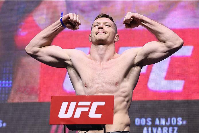 LAS VEGAS, NV - JULY 06: Joseph Duffy steps on the scale during the UFC Fight Night Weigh-in event at the T-Mobile Arena on July 6, 2016 in Las Vegas, Nevada. (Photo by Ed Mulholland/Zuffa LLC/Zuffa LLC via Getty Images)
