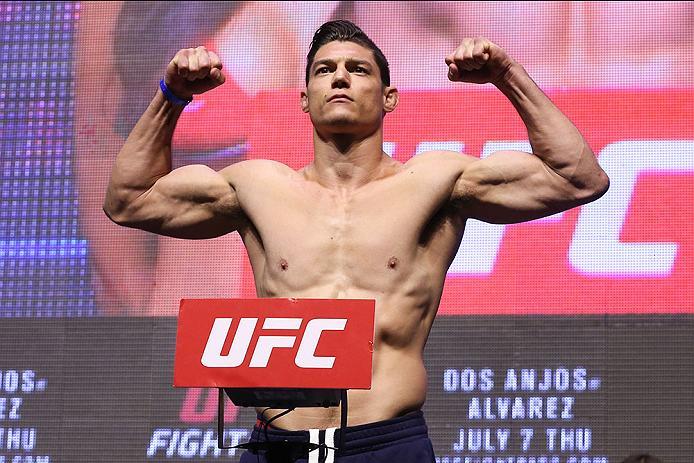 LAS VEGAS, NV - JULY 06: Alan Jouban steps on the scale during the UFC Fight Night Weigh-in event at the T-Mobile Arena on July 6, 2016 in Las Vegas, Nevada. (Photo by Ed Mulholland/Zuffa LLC/Zuffa LLC via Getty Images)