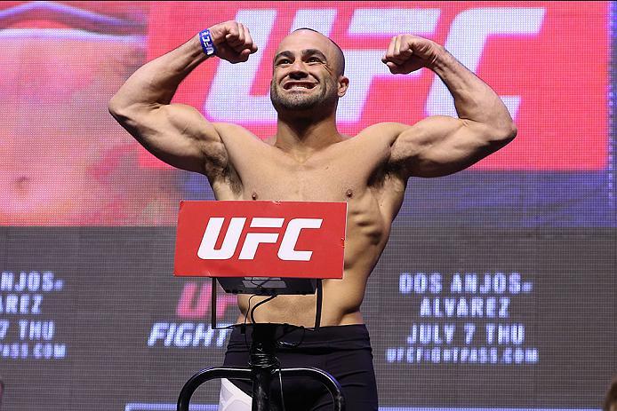 LAS VEGAS, NV - JULY 06: Eddie Alvarez steps on the scale during the UFC Fight Night Weigh-in event at the T-Mobile Arena on July 6, 2016 in Las Vegas, Nevada. (Photo by Ed Mulholland/Zuffa LLC/Zuffa LLC via Getty Images)