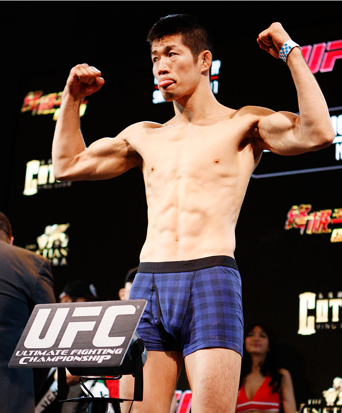 MACAU - FEBRUARY 28: Hatsu Hioki during the UFC weigh-in event at the Venetian Macau on February 28, 2014 in Macau. (Photo by Mitch Viquez/Zuffa LLC/Zuffa LLC via Getty Images)