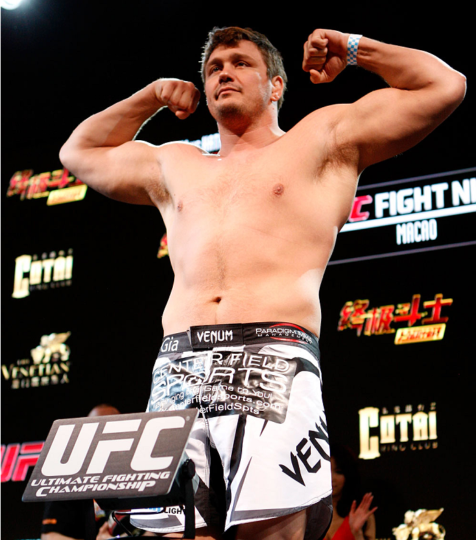 MACAU - FEBRUARY 28: Matt Mitrione during the UFC weigh-in event at the Venetian Macau on February 28, 2014 in Macau. (Photo by Mitch Viquez/Zuffa LLC/Zuffa LLC via Getty Images)