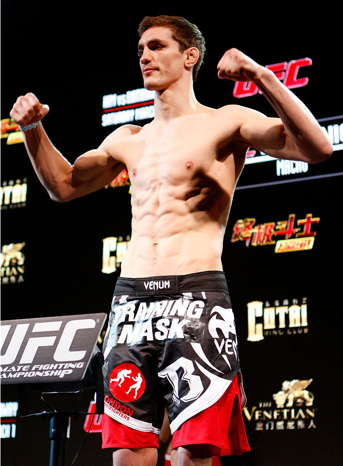 MACAU - FEBRUARY 28: John Hathaway during the UFC weigh-in event at the Venetian Macau on February 28, 2014 in Macau. (Photo by Mitch Viquez/Zuffa LLC/Zuffa LLC via Getty Images)