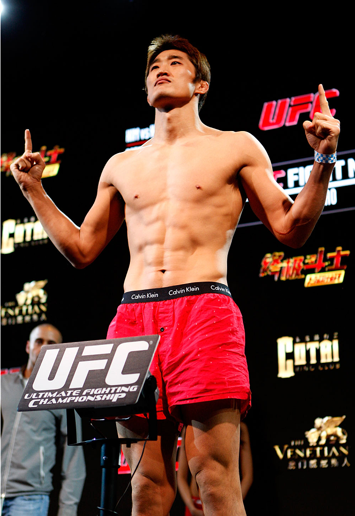 MACAU - FEBRUARY 28: Dong Hyun Kim during the UFC weigh-in event at the Venetian Macau on February 28, 2014 in Macau. (Photo by Mitch Viquez/Zuffa LLC/Zuffa LLC via Getty Images)