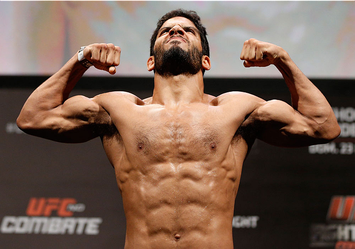 NATAL, BRAZIL - MARCH 22: Noad Lahat weighs in during the UFC weigh-in at Ginasio Nelio Dias on March 22, 2014 in Natal, Brazil. (Photo by Josh Hedges/Zuffa LLC/Zuffa LLC via Getty Images)