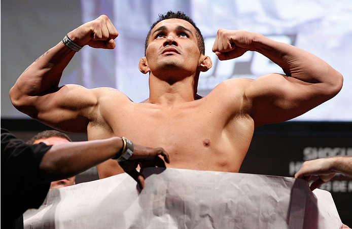 NATAL, BRAZIL - MARCH 22: Francimar Barroso weighs in during the UFC weigh-in at Ginasio Nelio Dias on March 22, 2014 in Natal, Brazil. (Photo by Josh Hedges/Zuffa LLC/Zuffa LLC via Getty Images)