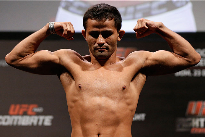 NATAL, BRAZIL - MARCH 22: Jussier Formiga weighs in during the UFC weigh-in at Ginasio Nelio Dias on March 22, 2014 in Natal, Brazil. (Photo by Josh Hedges/Zuffa LLC/Zuffa LLC via Getty Images)
