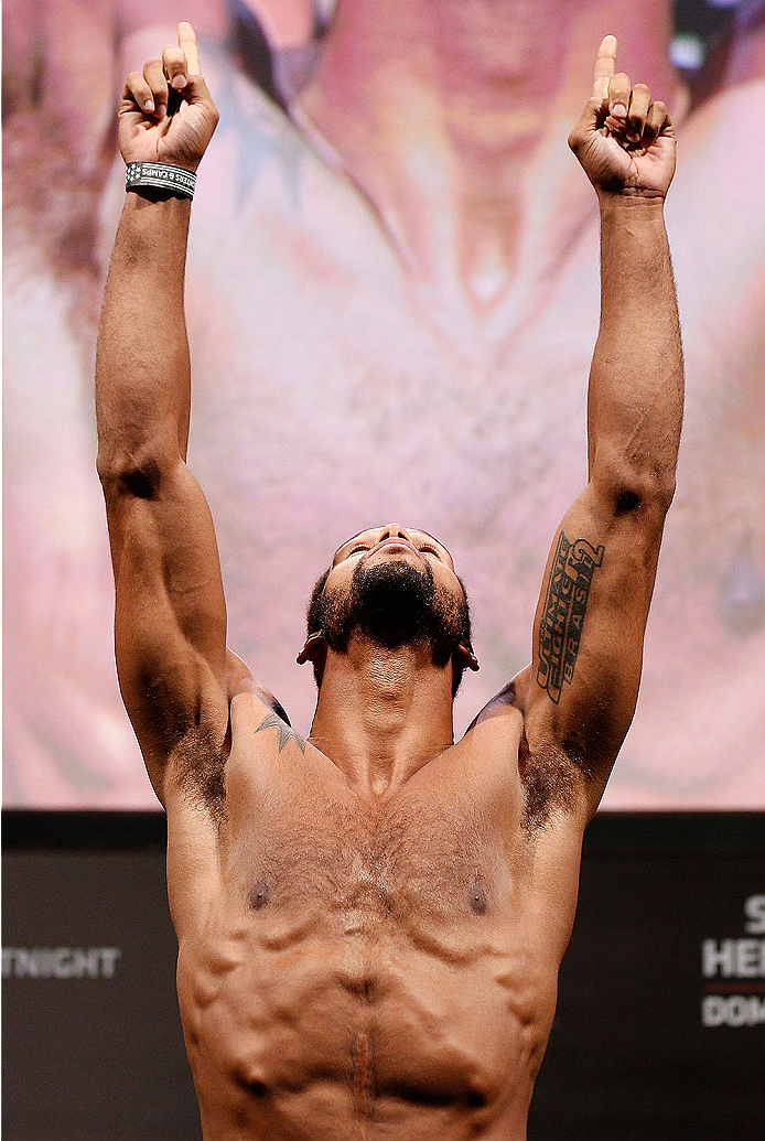 NATAL, BRAZIL - MARCH 22: Thiago Santos weighs in during the UFC weigh-in at Ginasio Nelio Dias on March 22, 2014 in Natal, Brazil. (Photo by Josh Hedges/Zuffa LLC/Zuffa LLC via Getty Images)