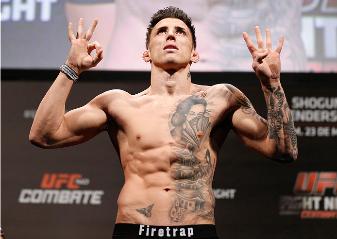 NATAL, BRAZIL - MARCH 22: Norman Parke weighs in during the UFC weigh-in at Ginasio Nelio Dias on March 22, 2014 in Natal, Brazil. (Photo by Josh Hedges/Zuffa LLC/Zuffa LLC via Getty Images)