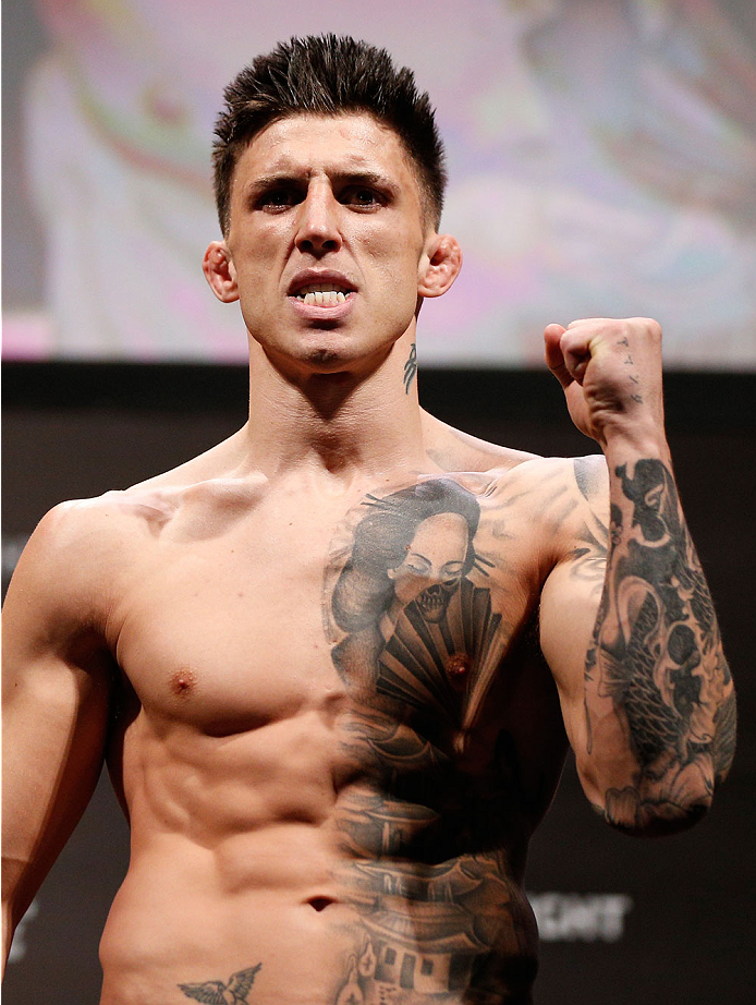 NATAL, BRAZIL - MARCH 22: Norman Parke weighs in during the UFC weigh-in at Ginasio Nelio Dias on March 22, 2014 in Natal, Brazil. (Photo by Josh Hedges/Zuffa LLC/Zuffa LLC via Getty Images)