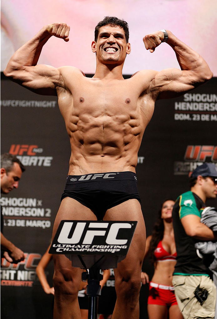 NATAL, BRAZIL - MARCH 22: Cezar "Mutante" Ferreira weighs in during the UFC weigh-in at Ginasio Nelio Dias on March 22, 2014 in Natal, Brazil. (Photo by Josh Hedges/Zuffa LLC/Zuffa LLC via Getty Images)