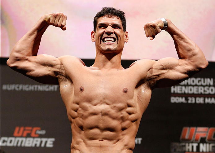 NATAL, BRAZIL - MARCH 22: Cezar "Mutante" Ferreira weighs in during the UFC weigh-in at Ginasio Nelio Dias on March 22, 2014 in Natal, Brazil. (Photo by Josh Hedges/Zuffa LLC/Zuffa LLC via Getty Images)