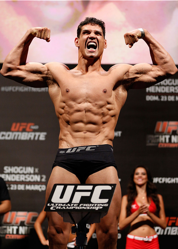 NATAL, BRAZIL - MARCH 22: Cezar "Mutante" Ferreira weighs in during the UFC weigh-in at Ginasio Nelio Dias on March 22, 2014 in Natal, Brazil. (Photo by Josh Hedges/Zuffa LLC/Zuffa LLC via Getty Images)